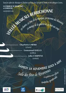 Veillée Musicale Berrichonne avec la Rouiche le samedi 18 novembre 2023 à 20h00 Salle des fêtes de Rivarennes entrée GRATUITE